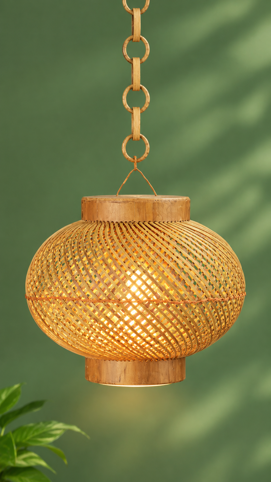 Handcrafted Woven Rattan Pendant Light Warm Glowing Hanging Lamp for Home Decor Size 9 x 7 Inch